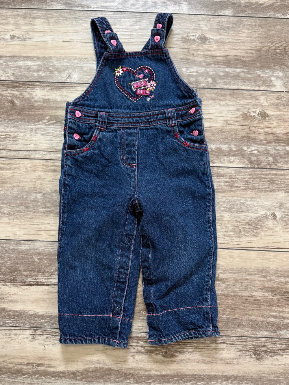 George Baby Blue Denim Overalls Pretty Girl with Pink Heart